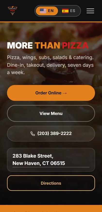 More Than Pizza mobile website