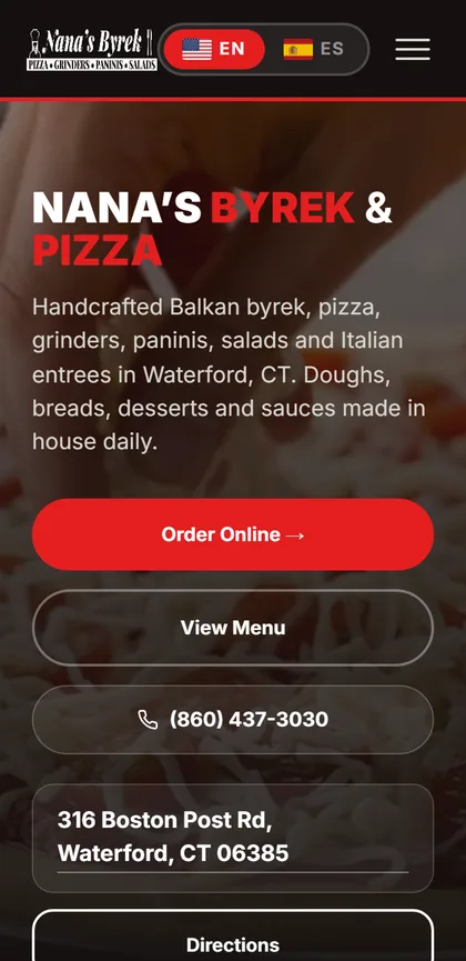 Nana's Byrek & Pizza mobile website