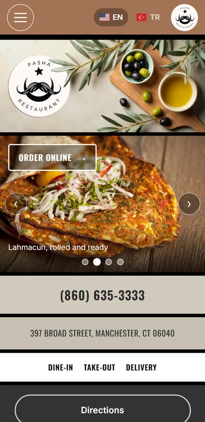 Pasha Restaurant mobile website
