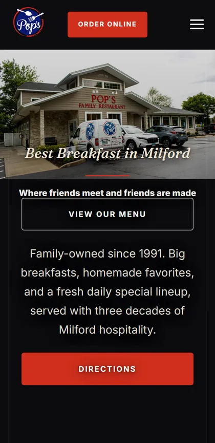 Pop's Family Restaurant mobile website