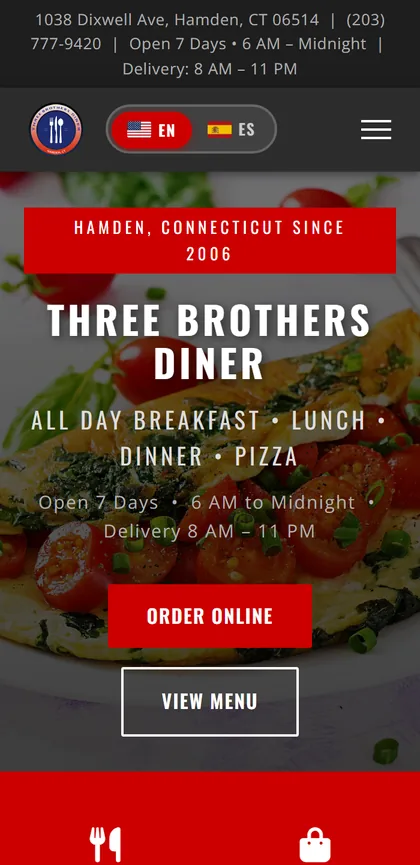 Three Brothers Diner mobile website