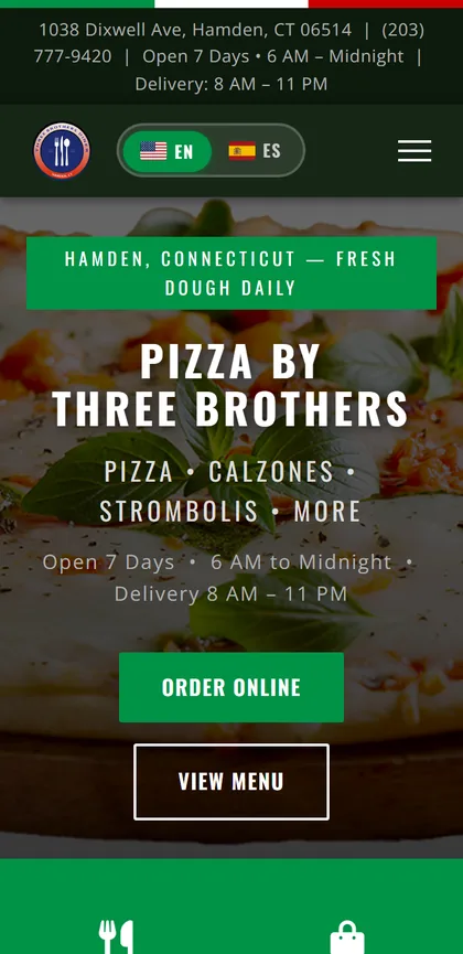 Pizza by Three Brothers mobile website