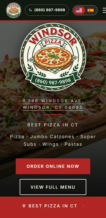 Windsor Pizza mobile website
