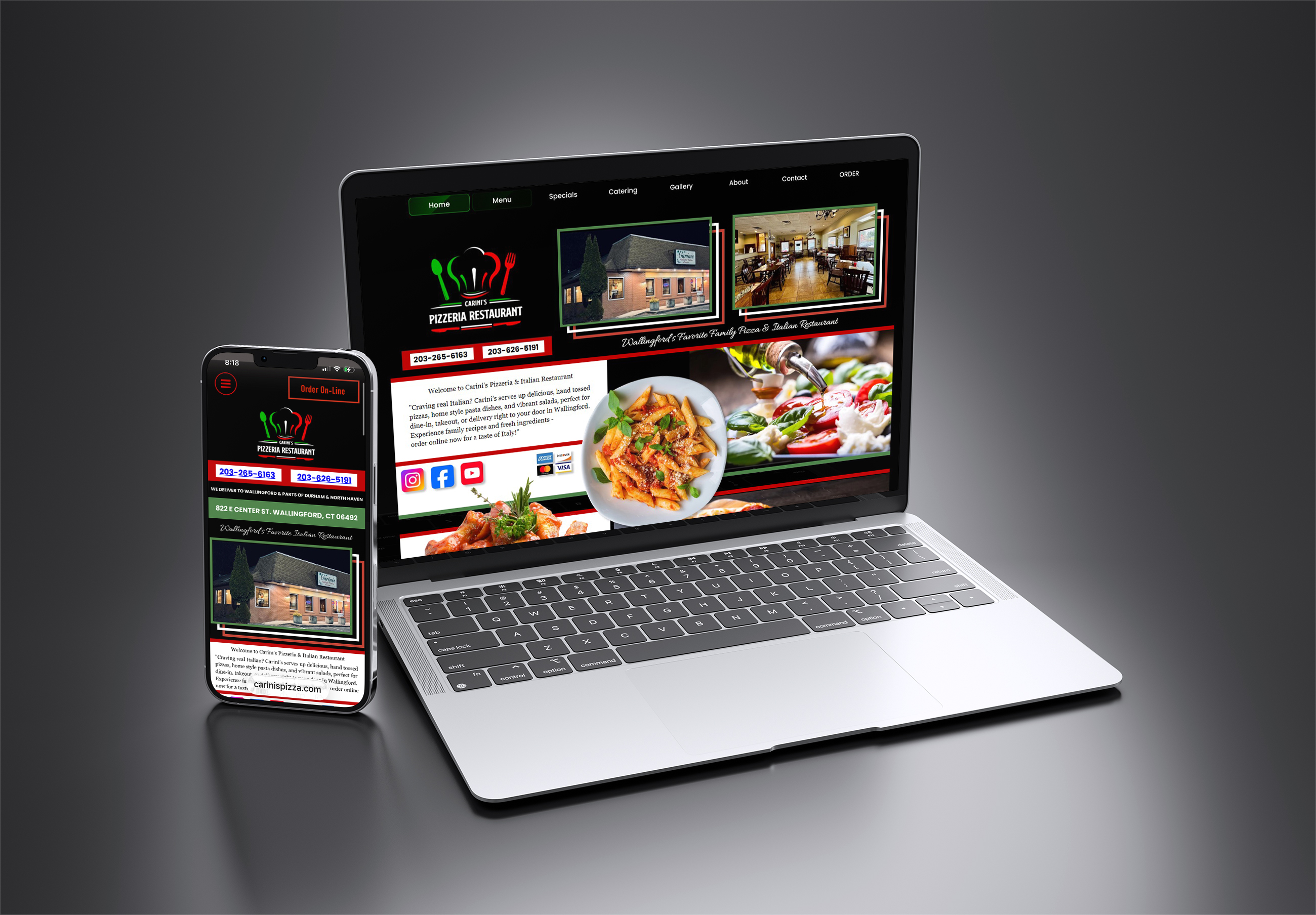 Carini's Pizza website Connecticut