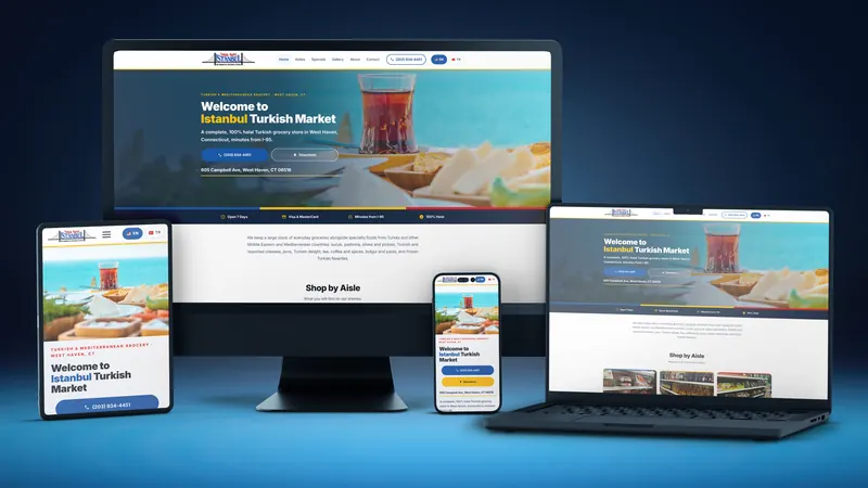 Istanbul Turkish Market website on a desktop, laptop, tablet and phone