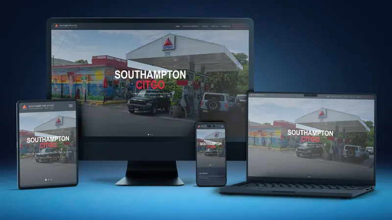 Southampton CITGO website on a desktop, laptop, tablet and phone